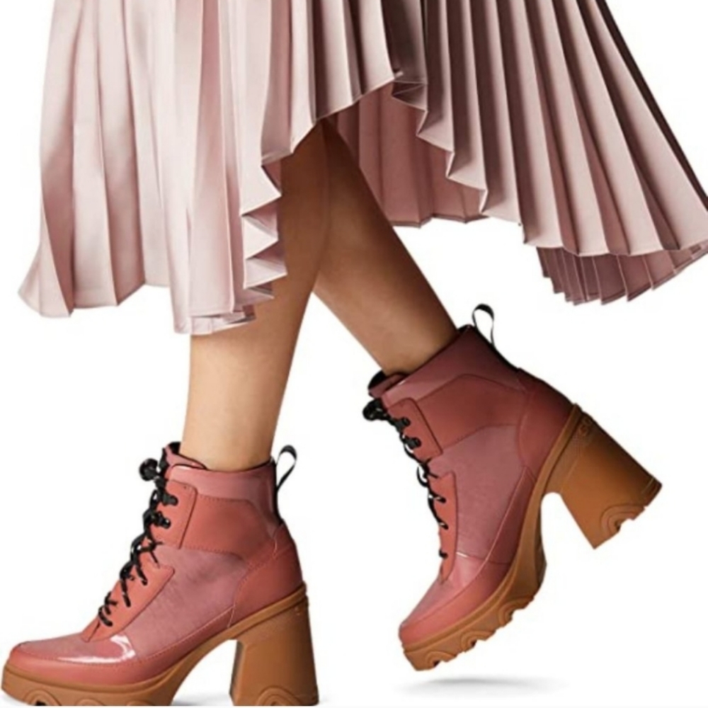 Sorel Brex Heel Lace Lux Woman's Waterproof Rain Boot Sandy Clay